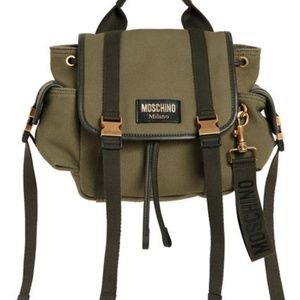 Moschino Leather-Trimmed Canvas RuckSack BackPack